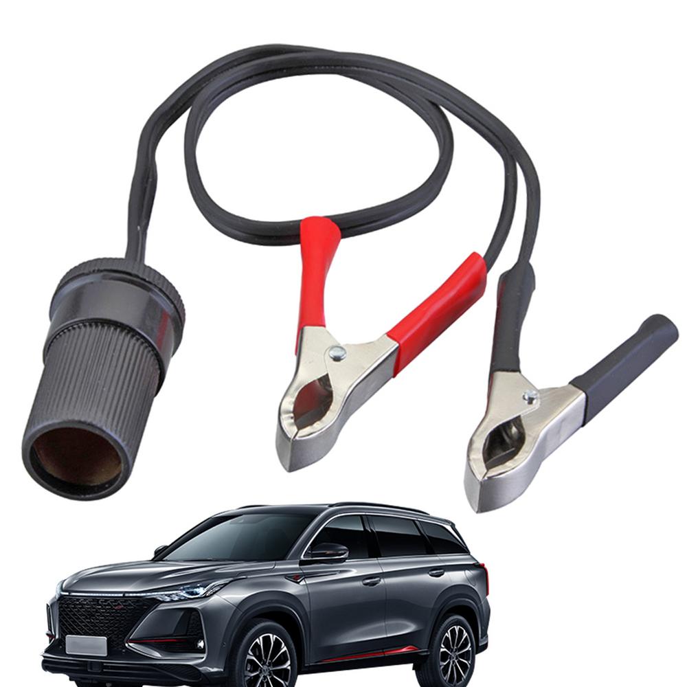 Car Adapter Plug Socket Car Battery Crocodile Clips 12V/24V 30A Car Lighter Socket Extension Cord with Safe Adapter