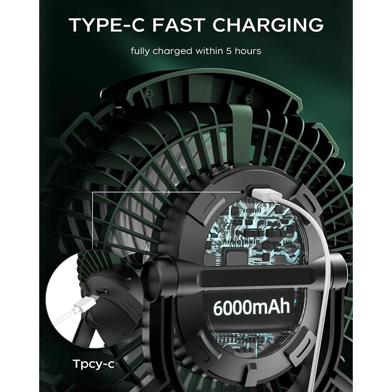 Portable Camping Fan 180° Rotation with Hanging Hook Desk Fan with LED Lantern Portable Tent Fan for Travel Camping Outdoor