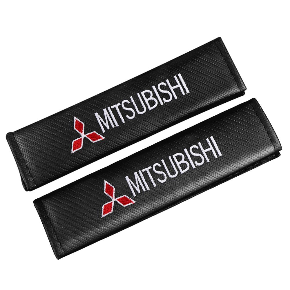 wzvc4 2PCS Carbon Fiber Seat Belt Cover Comfortable Car Shoulder Protector Interior Accessories For Mitsubishi Ralliart L200 Outlander
