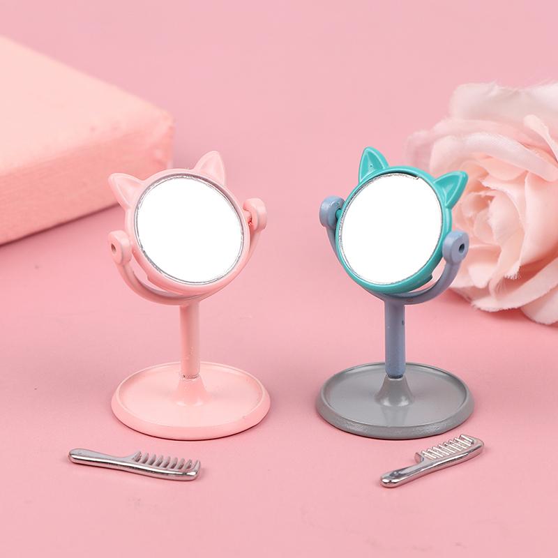 1/12 Make-up Mini Hasenohren Spiegel Möbel für Puppenhaus Spielzeug Zubehör