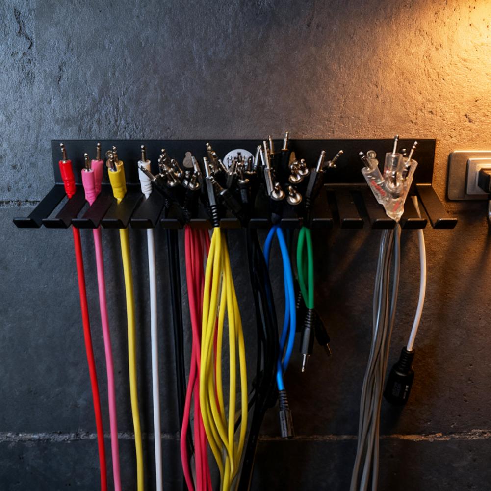Wall-Mounted Cable Hanger Organizer 20 Slots Studio Storage Holder Cable Organizer for Guitar/Euro Rack/Computer Music Cables