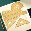Metal Brass Straight Ruler Vintage Triangle Protractor Measuring Tool Kawaii Painting Drafting Supplies Korean Stationery Office