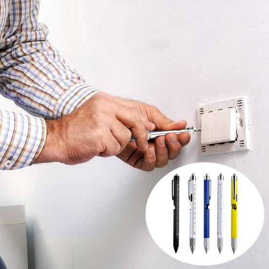 Multiverktøy Multifunksjonell Linjal Penner med LED-penn Flaskeåpner Stylus Kul