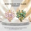 2Pcs Nine Tailed Fox Necklace Enamel Animal Pendant Aesthetic Mythical Choker Jewelry Gift For Women Girls Accessories