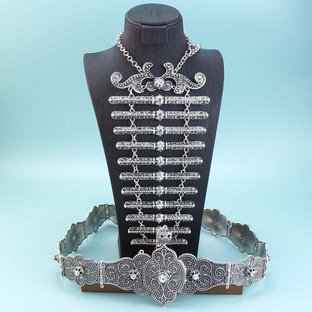 Chic Caucasus Belt Dress Waist Chain Breastplate Necklace Slavic Bridal Wedding Jewelry Sets For Women Turkish Ethnic Bijoux