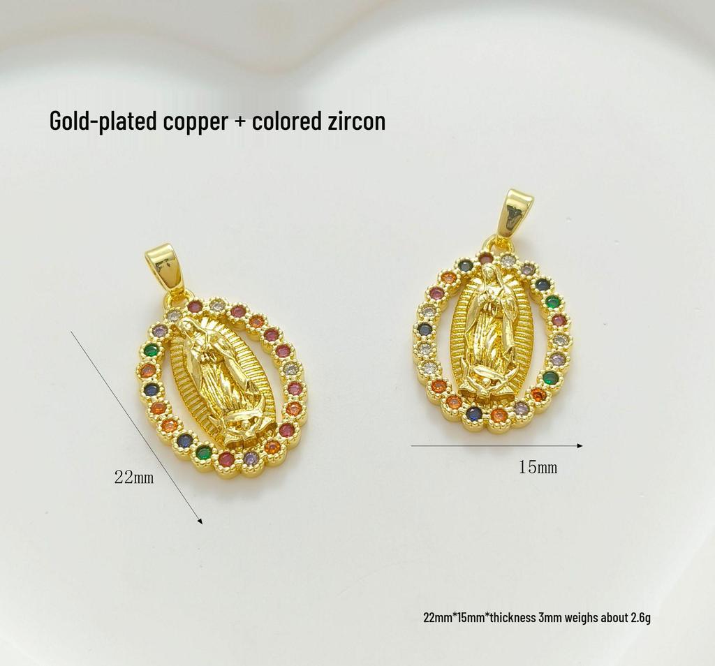 Gold-Plated Virgin Mary Pendant Necklace - Handmade Heart Design