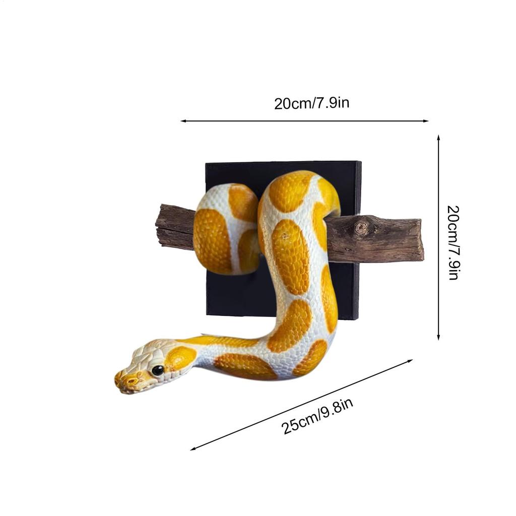 Snake Wall Decor 3D Realistic Gothic Resin Figurine with Branch Gothic Snake Decor for Home Bedroom Living Room Outdoor Bathroom