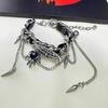 Y2k Gothic Punk Red Leather Bracelet Alloy Electroplated For Men And Women