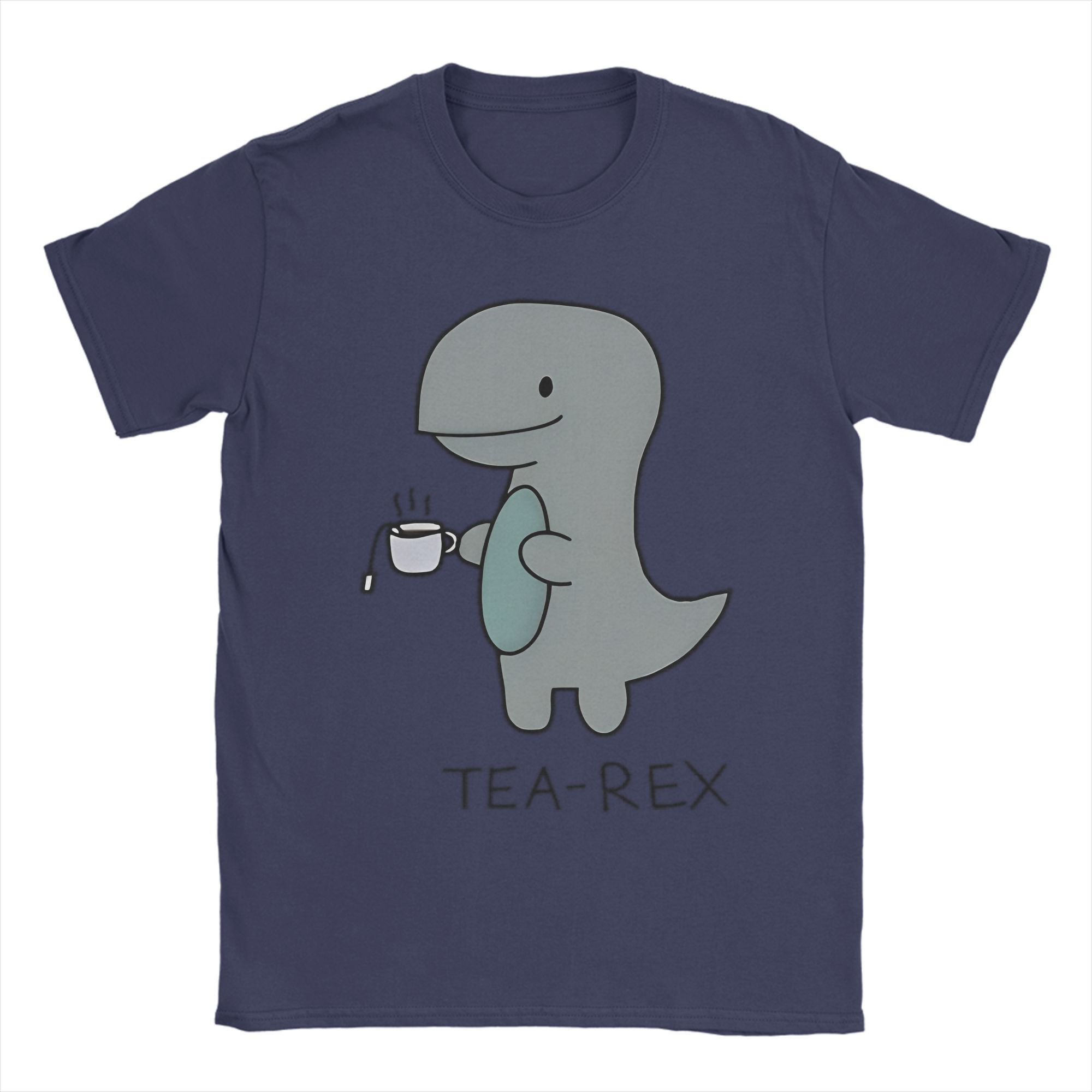 Tea-Rex T-Rex Dinosaur Teacup Men s T Shirt Cartoon Cute Funny Tees Short Sleeve Crewneck T-Shirts Cotton Gift Idea Clothing 4XL
