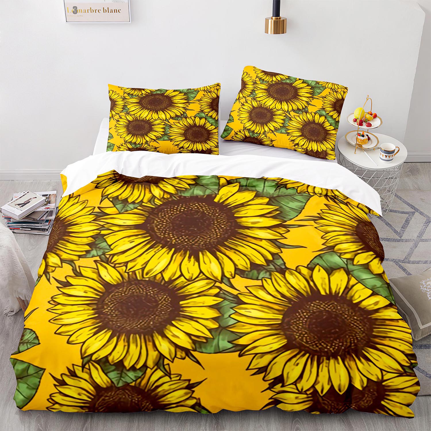 

Пододеяльник Подсолнух Комплект постельного белья Односпальный Полуторный Двуспальный Евро-размер Кинг-сайз Комплект постельного белья Подсолнух Подростковая спальня Комплекты пододеяльников 3D Принт Новый Comforter (quilt)-EU Single(135*200cm)3pcs
