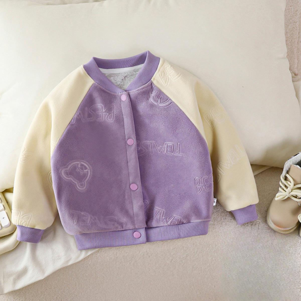 

Детский теплый комплект Зима и Осень Детская плюшевая утолщенная одежда для дома для девочек Мальчиковые пижамы Детская одежда 150cm фиолетовый