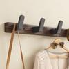 No-Drill Back-of-Door Black Walnut Wood Clothes Hanger Hook