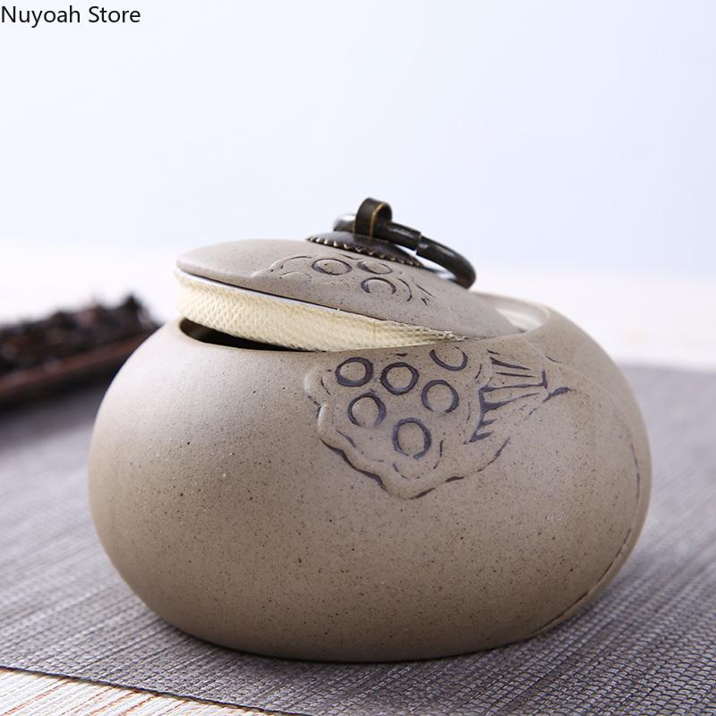 Tea Caddy Ceramic Purple Clay Stoneware Big and Small Tea Sealed Pot Pu'er Tea Storage Box Tea Table Decoration Accessories