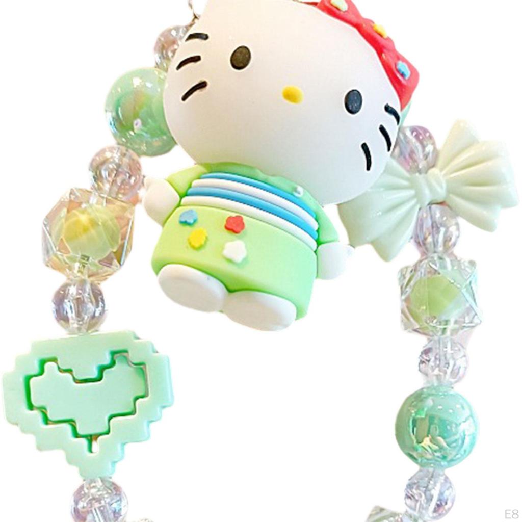 Cute Beaded Keychain Decorative Portable Bag Pendants for Girls Women Adults Violet
