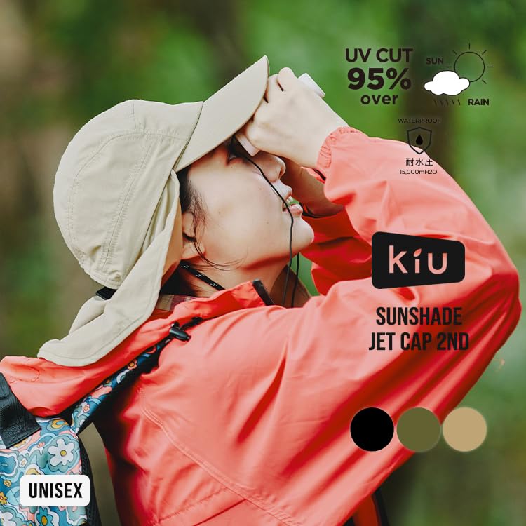Kiu Sunshade Jet Cap UV Suitable for All Chin Sun Heatstroke and 2ND, Waterproof, Water-Repellent, Breathable, Protection, Weather, Strap, Protection,