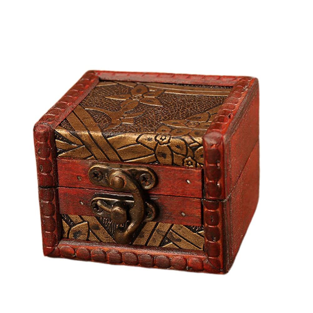 Cutie de depozitare retro din lemn, cutie maro cu comori, cutie mini vintage la modă, cadou