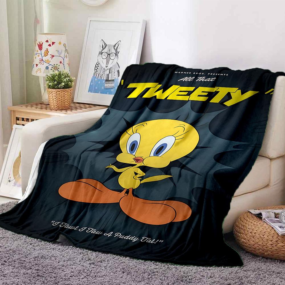 1 Stück Tweety Vogel Looney Tunes Flanelldecke, Weich Hautfreundlich mit Digitaldruck, Verschiedene Größen erhältlich für Familie, Freunde, Geburtstag