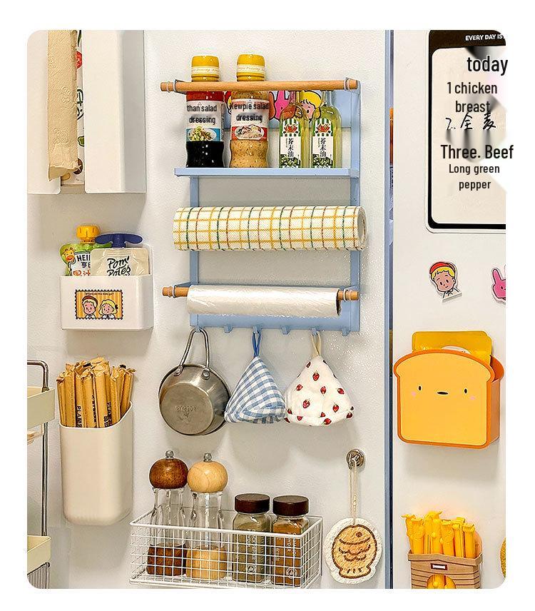 Magnetyczny Stojak do Przechowywania na Lodówkę Dopamina & Uchwyt na Folie z Emaliowaną Tablicą