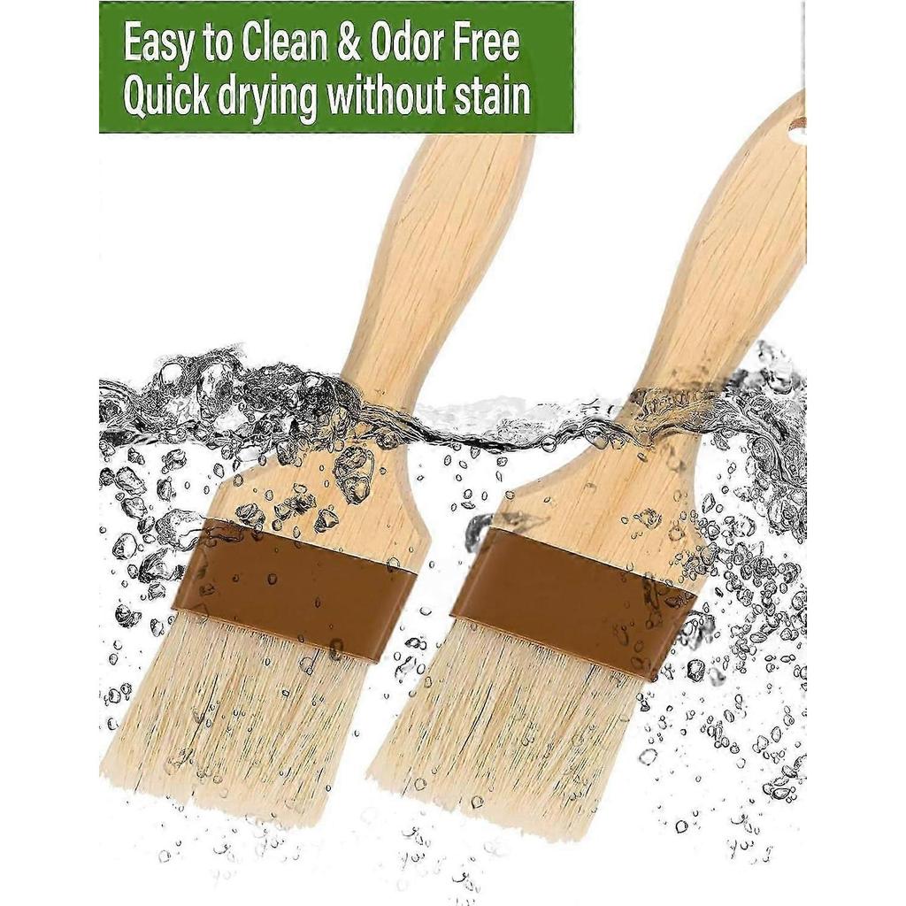 \u200b2-Pack Natural Bristle Pastry Brushes – Heat-Resistant Basting Tools for Oil & Marinade