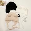 Winter Women Cute Warm Beanie with Bear Era Earmuffs Outdoor Travel Cycling Knitt Thick Fluffy Warm Pullover Cap for Autumn