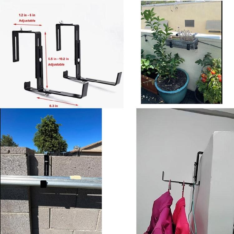 2Pcs Flower Box Brackets Adjustable Wall Planter Hook Hanging Plant Brackets