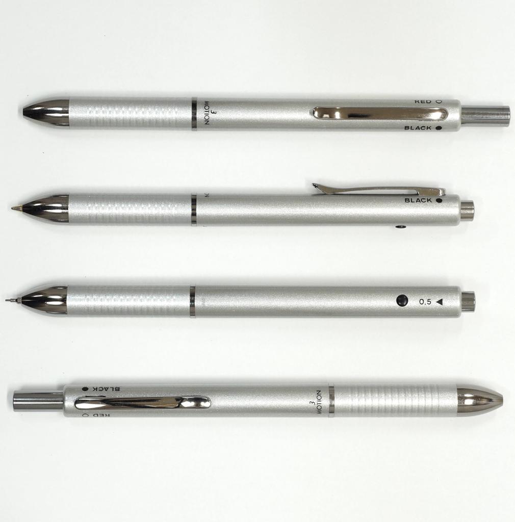 Made in Silver Premium Japan, 3-Mecha Knock-Style Multi-Function Pen, Boxed, K7-3MS-1