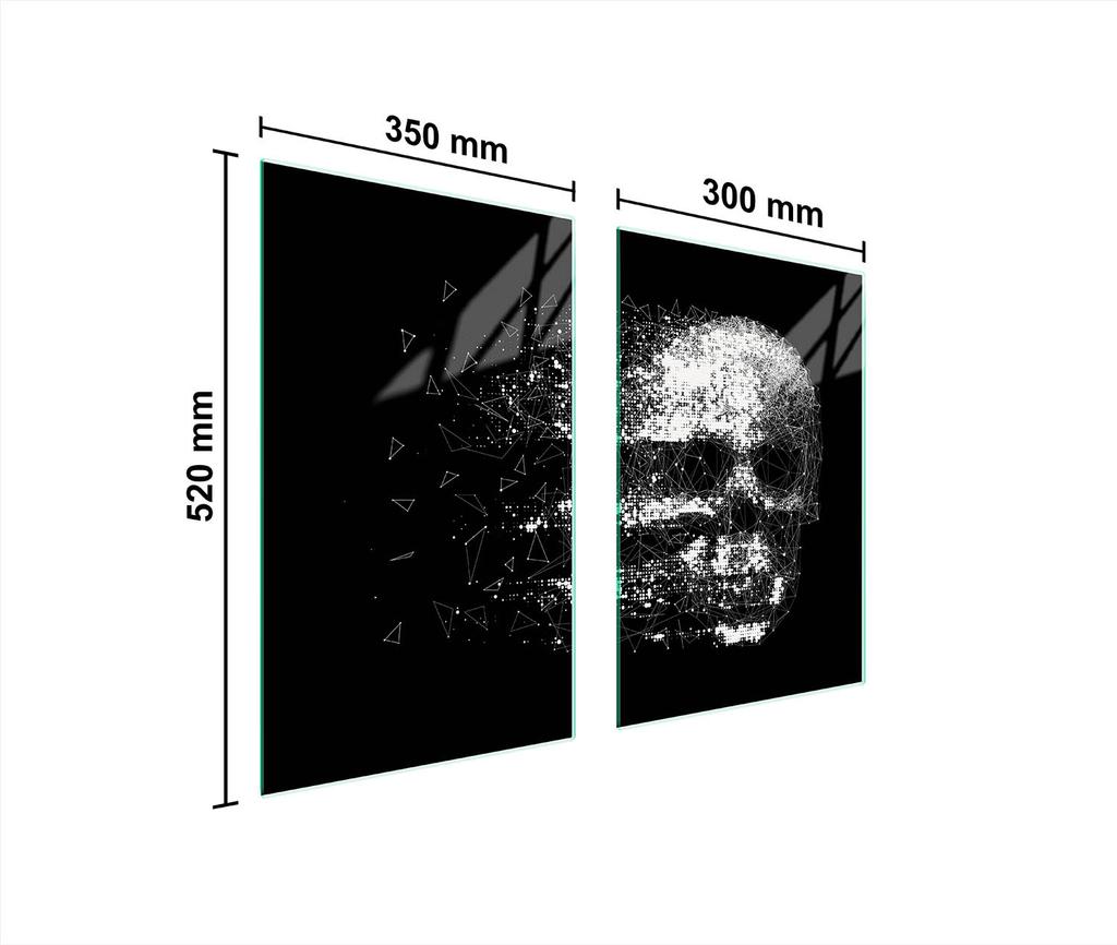 SZKLANA PŁYTA OCHRONNA DO KUCHNI 65x52 CZASZKA