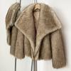 OFTBUY 2025 Winter Women Coat Faux Fox Fur Mid-length Big Collar Jacket Puff Artificial Fox Fur Casual Top Outwears Tailored Solid Streetwears