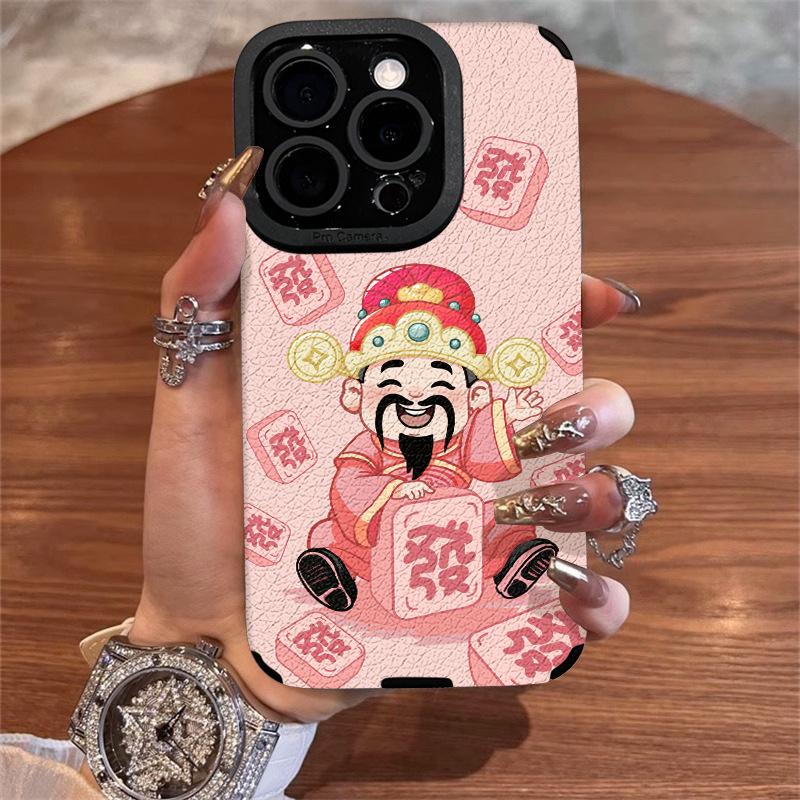 The God of Wealth Mahjong Shipping Applicable Apple 13PROMAX Mobile Case Huawei OPPO Xiaomi VIVO Soft Silicone 14 Cute