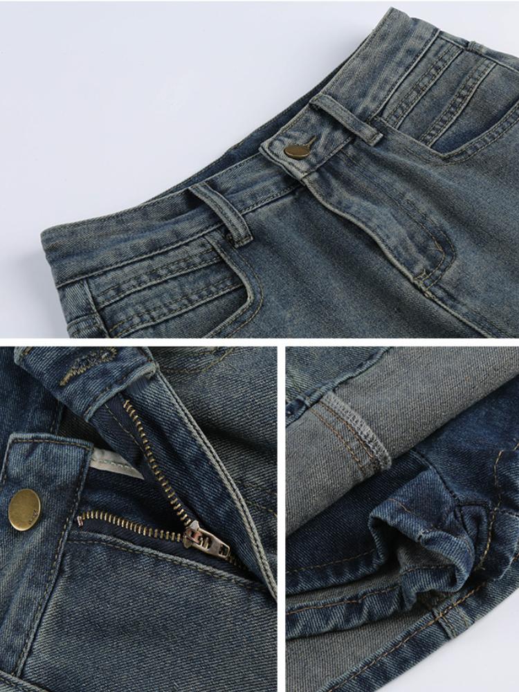 Summer Retro Blue Short Denim Skirt Women High Waist Fashion A-line Mini Skirts Female Slim Pockets Y2k Streetwear Jeans Skirt