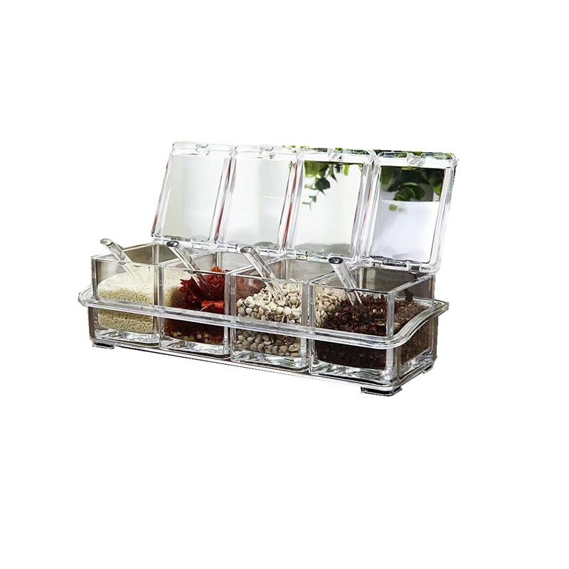 Seasoning Box Set of 4 Transparent Bottles Salt Spice Jar,Spice Jars Kitchen Condiment Storage Jars Containers  for Pepper Spice