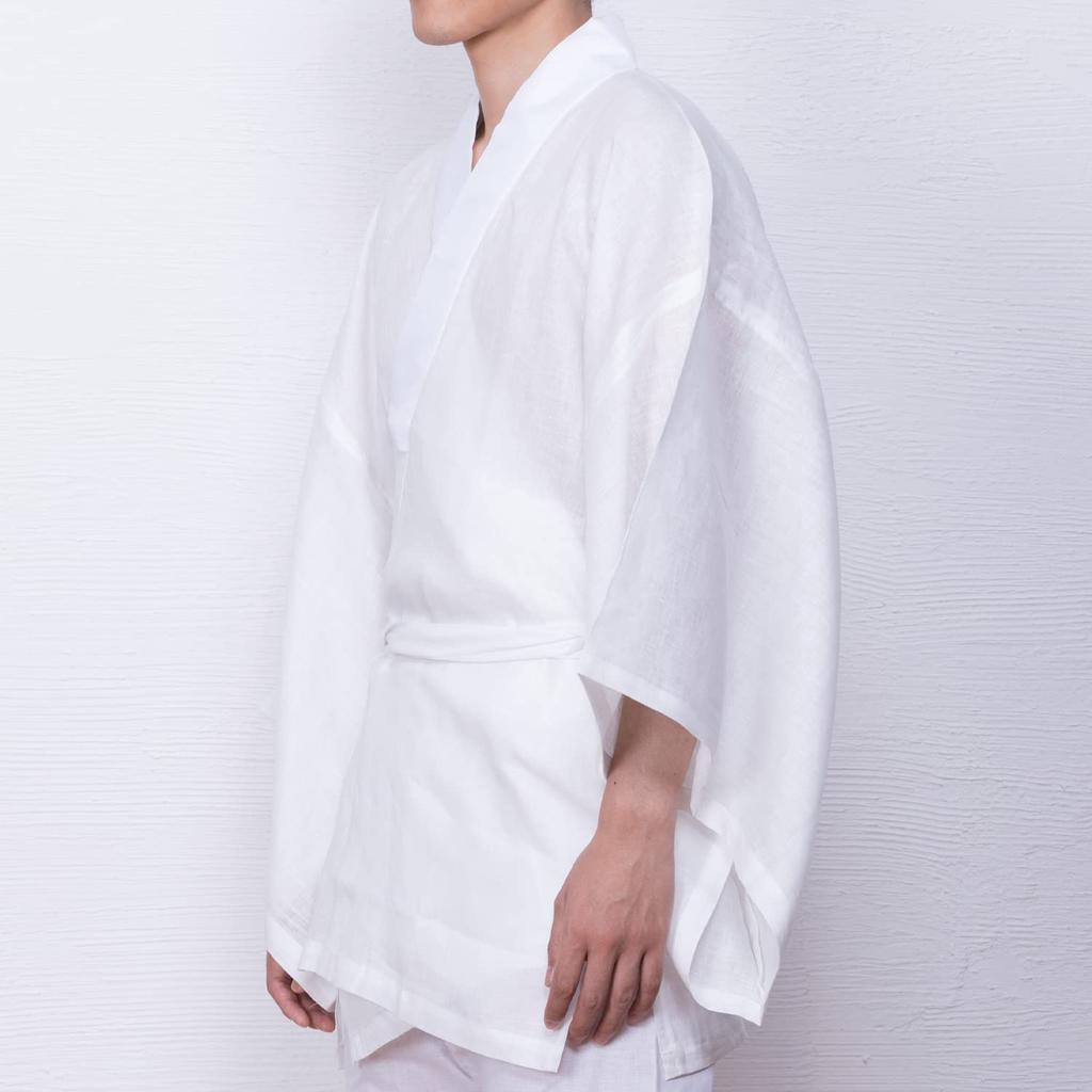 Half Undergarment for Genuine Undershirt with Half 14 [KYOETSU] Summer, Linen, Washable, Collar, Men's (S)
