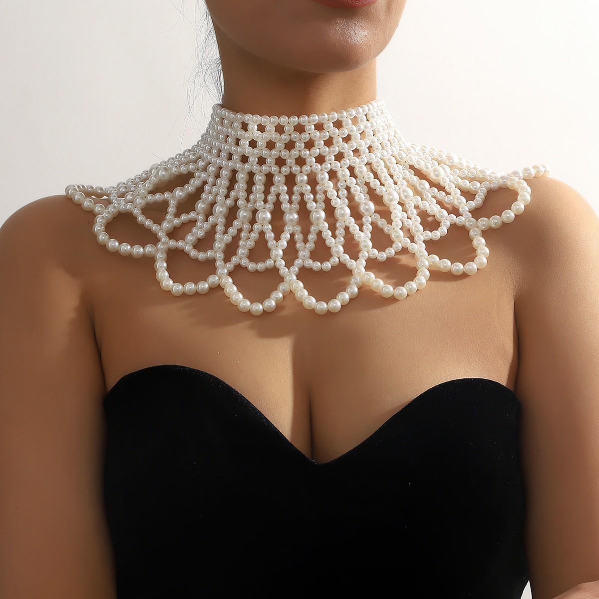 

Модная креативная блузка с цепочкой на тело из полого жемчуга - стильный европейский и американский модный аксессуар