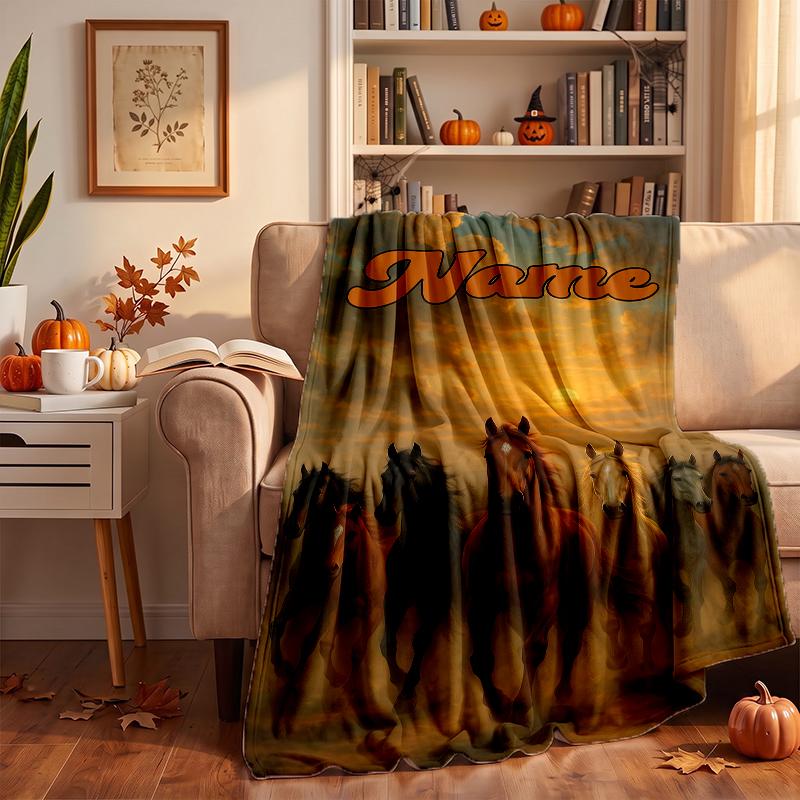 vivid horse Custom Flannel Blankets Soft Warm Cozy Throws for Home Decor Holiday Gifts
