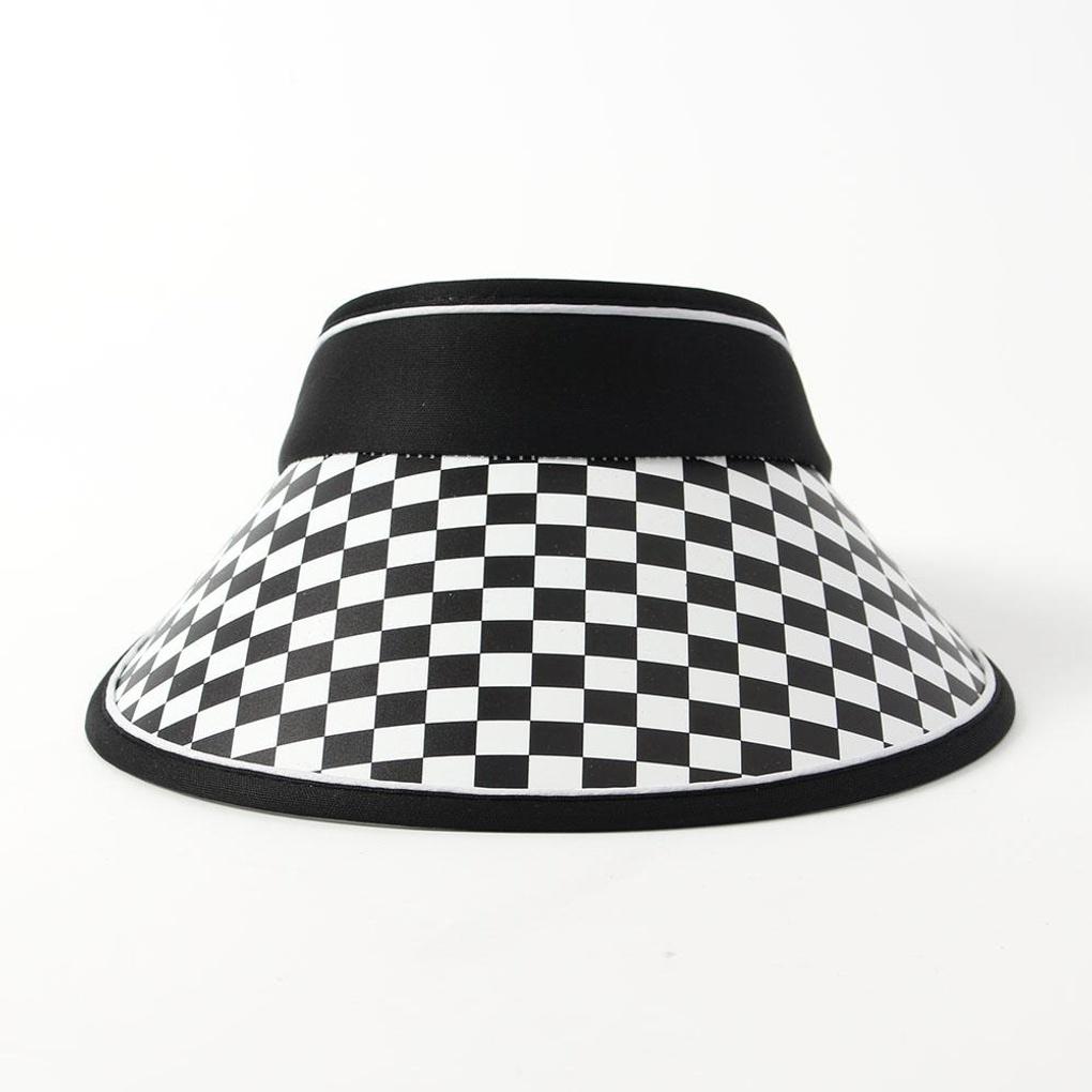 Checkered Sun Cap (Black) UV Protection Summer Hat