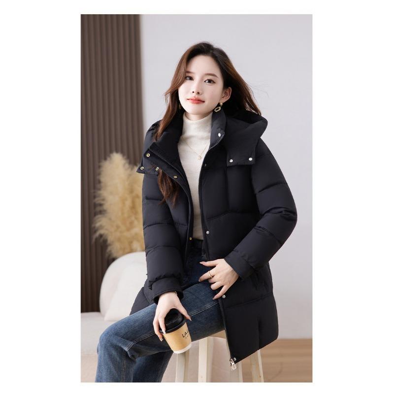 Thickened Warm Hooded Long-sleeved Cotton Coat for Women Mid-length Winter New Korean Fashion Loose Cotton Coat