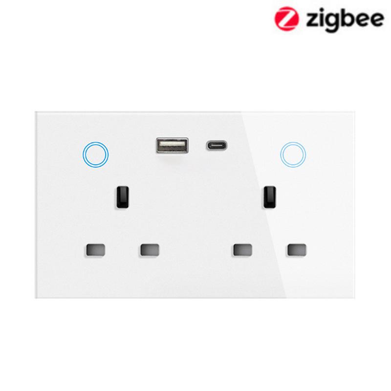 Graffiti Zigbee Smarte Steckdose 147 UK - Schnelles Laden USB+C, Alexa Sprachsteuerung, Gehärtetes Glas