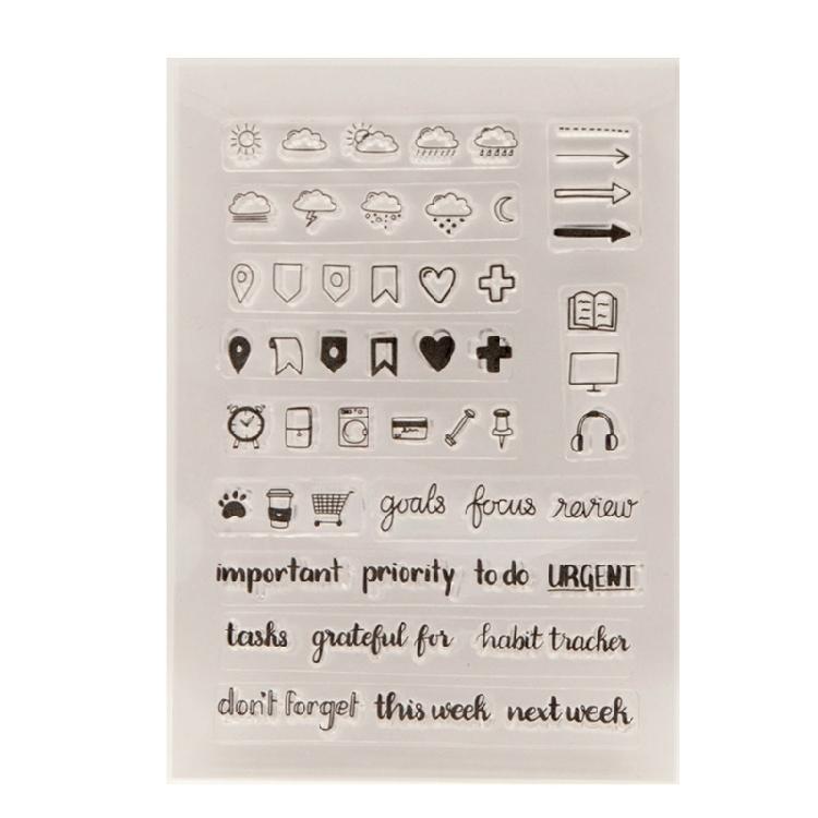 

Слова Часу Прозорий Силіконовий Штамп Погодні Знаки для Щоденника Скрапбукінгу Декорації 1