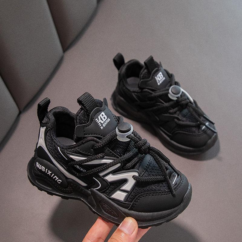 

Обувь для папы для девочек. Новые осенние сетчатые детские кроссовки с мягкой подошвой. 37 чёрный