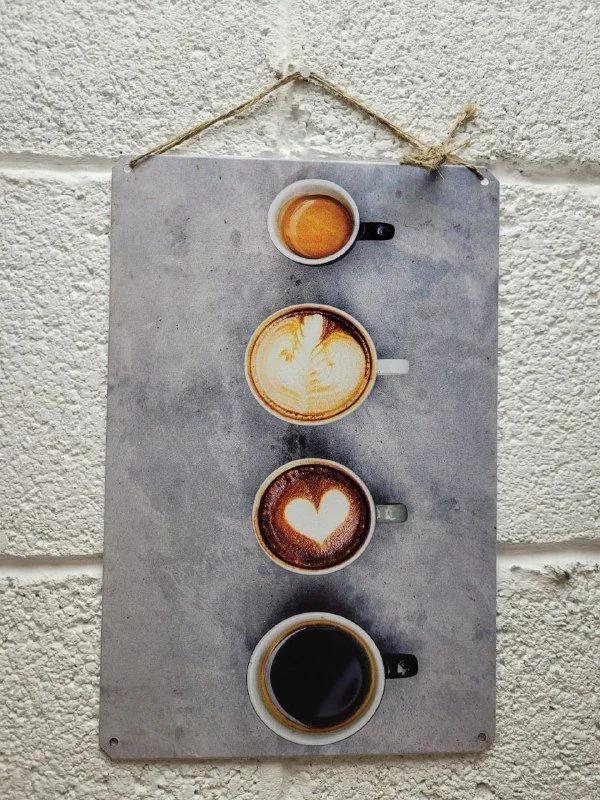 Coffee Lovers Metal Wall Art, Vintage Kitchen Cafe Poster Decor