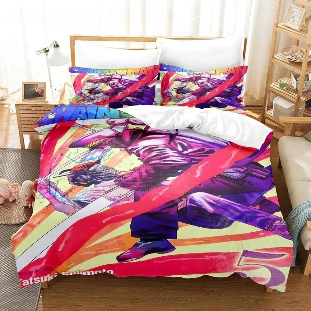 Chainsaw Man Bedding Set Single Twin Full Queen King Size Bed Set Aldult Boys Bedroom Duvet Cover Sets 3D Print Anime Game
