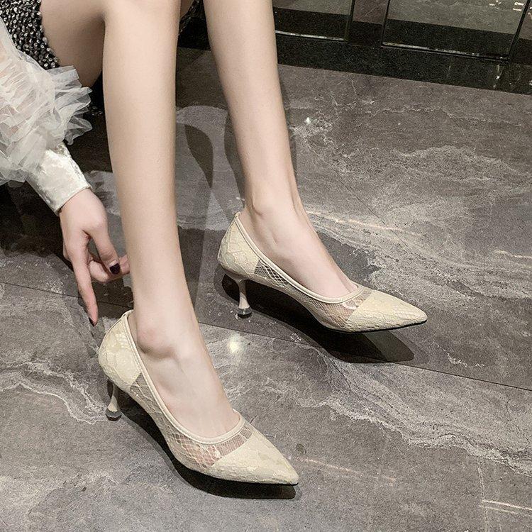 

Летние новые модные туфли-одиночки женские кружевные сетчатые неглубокие заостренные каблуки тонкие элегантные женские туфли на высоком каблуке для женщин 39