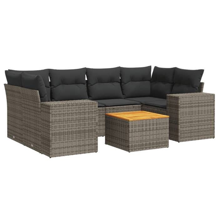 VidaXL Garden Lounge Set with Cushions 7 Pcs, Patio Sofas, Furniture Set, Outdoor Terrace Furniture, Grey 3257677