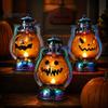 Durable Plastic Lamp Halloween Pumpkin Lantern, Flickering LED Lamp, Vintage Handheld Spooky Night Decor Oil for Tabletop Indoor Outdoor Party