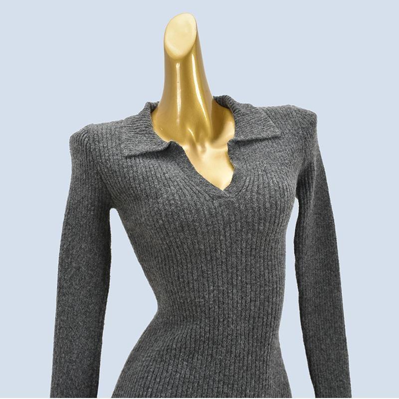Single Product Variety Slim Fit below the Knee Knitting Bottoming Dress Women's Clothing Fall and Winter New Type Hip Skirt Long Dress