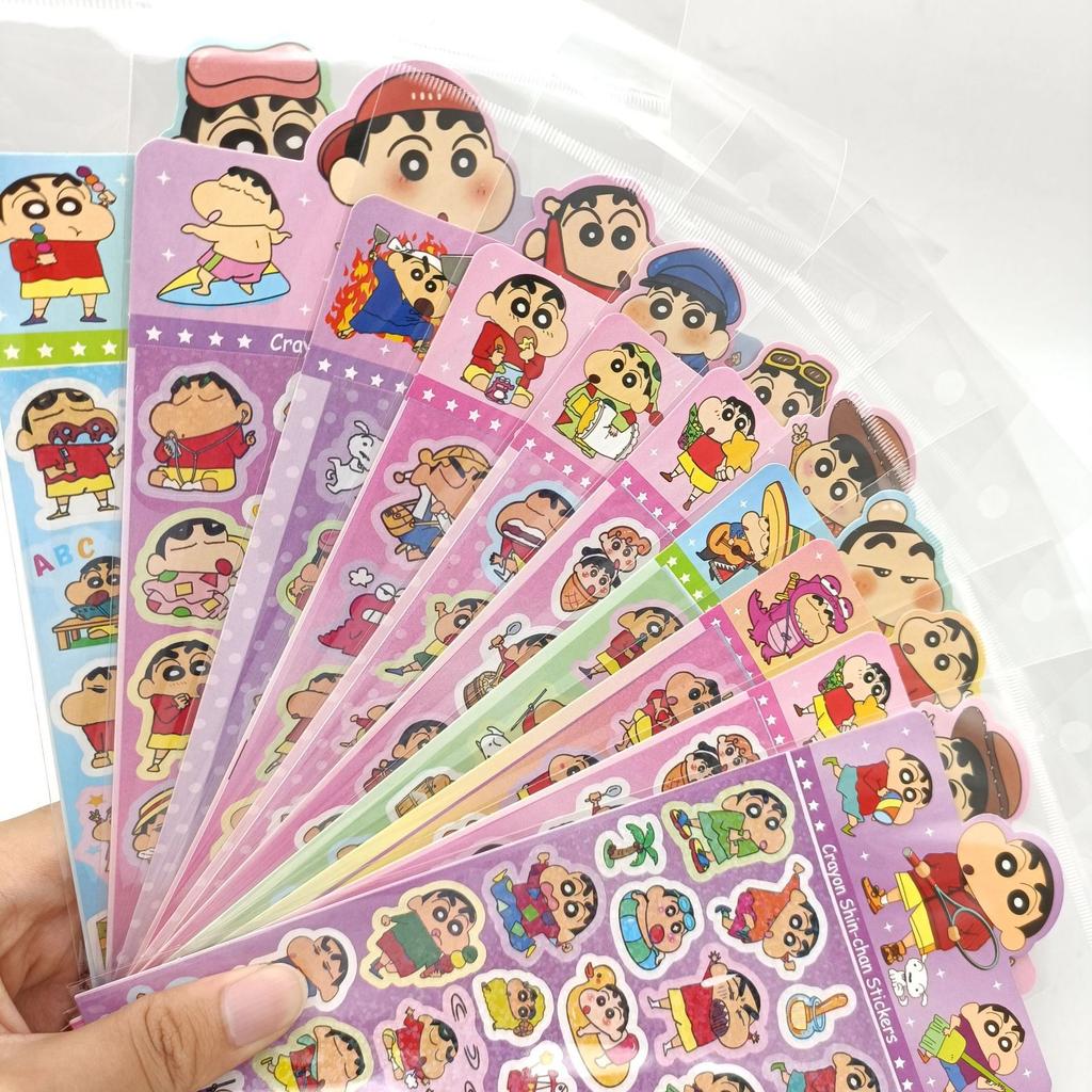 Crayon Shin-chan Stickers, 10 Sheets Cartoon Decals for Kids Scrapbook Journal DIY Craft