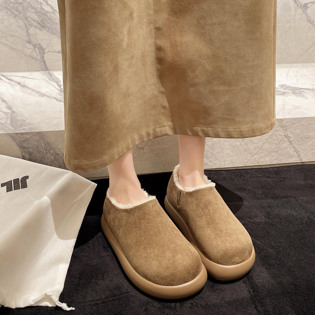 Thick-soled Women's New Autumn and Winter One-pedal Bag Head and Half Slippers, and Plush Cotton Slippers