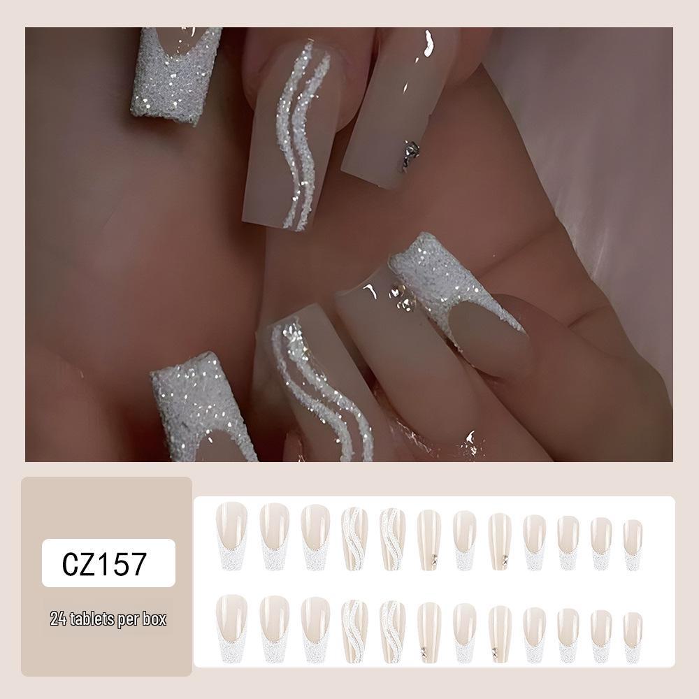 Long T-Point Diamond Jelly Glue False Nails - Press-On Nail Art Tips