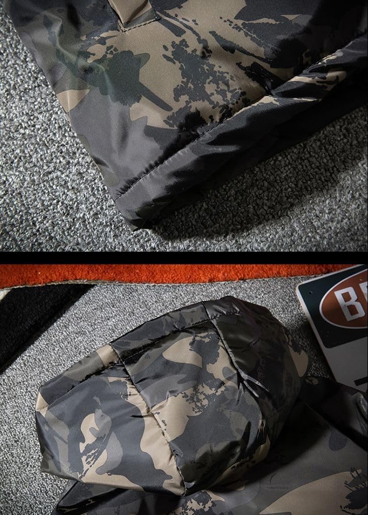 Aspersio Camouflage Long Military Warm Outerwear for Street American Military Mountain Nylon Outer Dark Green Zip-Up Hoodie, Sleeve, Hooded, Style,