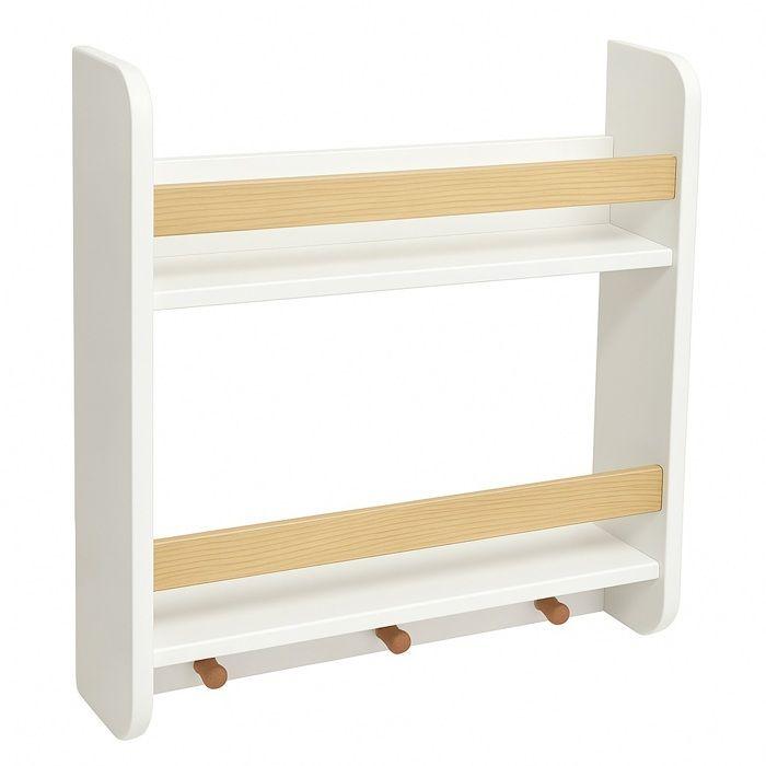 Étagère murale enfant GINGER HOME blanche avec crochets et étagères – rangement livres, jouets et vêtements